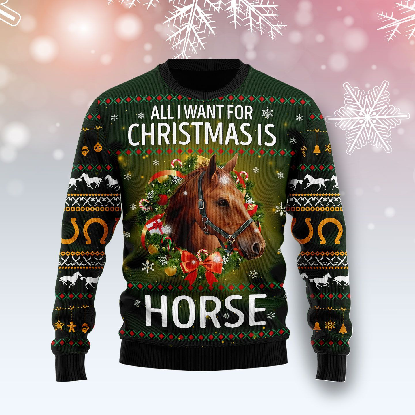 Horse All I Need For Christmas Ugly Christmas Sweater Ugly Sweater For Men Women