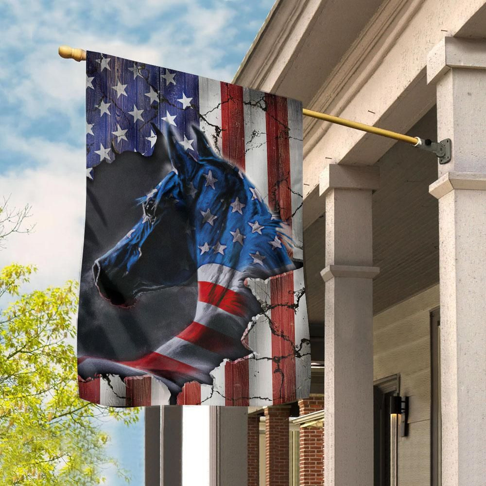 Horse American Flag Independence Day July 4th  Garden Flag House Flag