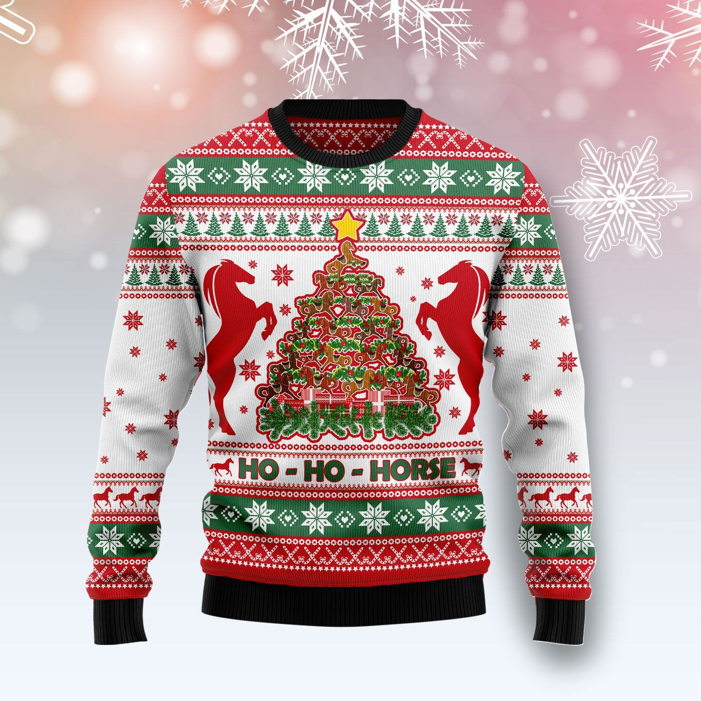 Horse Christmas Tree Ugly Christmas Sweater