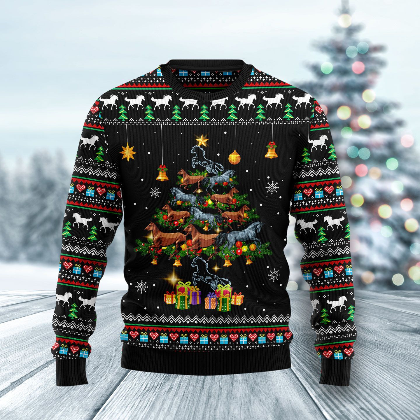 Horse Christmas Tree Ugly Christmas Sweater Ugly Sweater For Men Women, Holiday Sweater