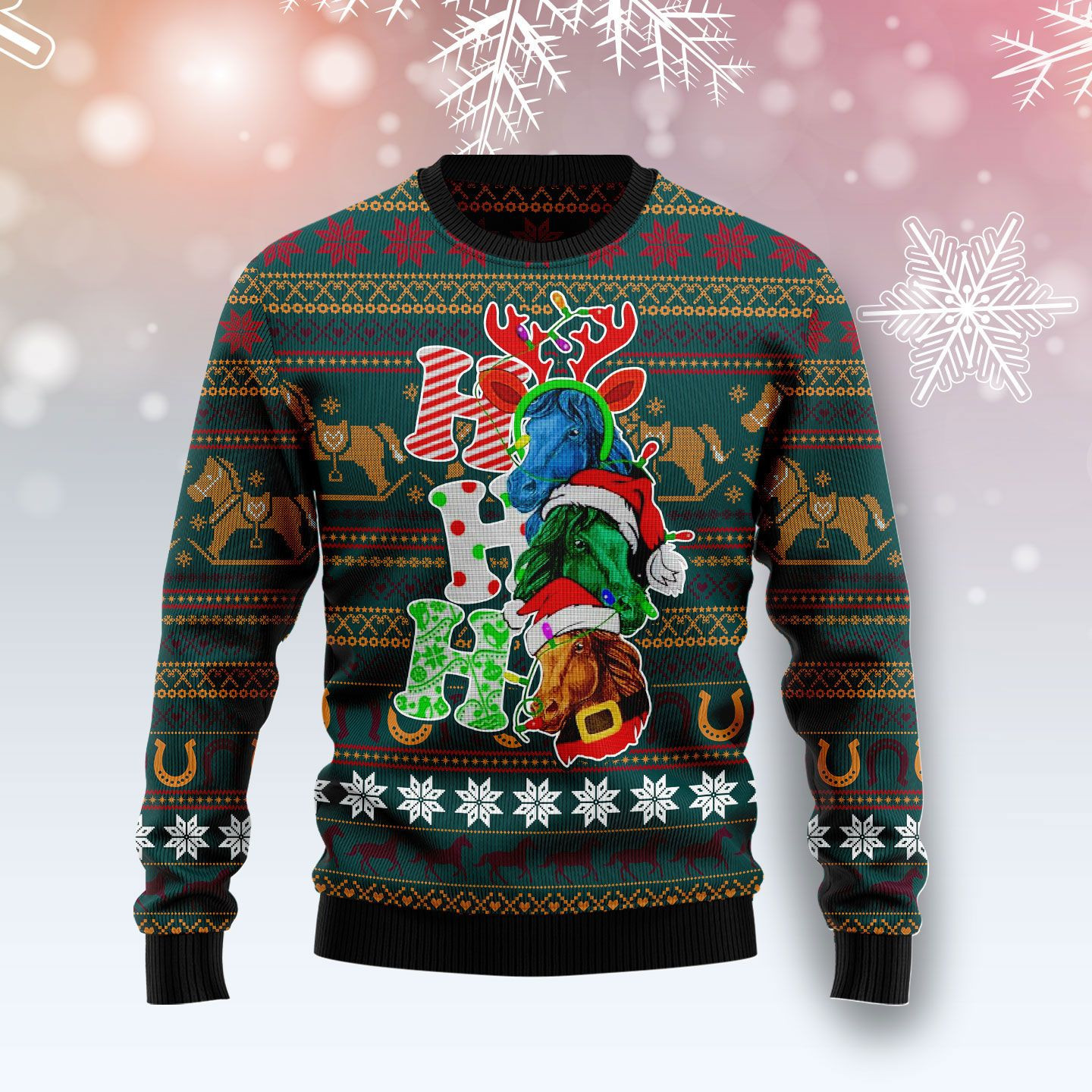 Horse Ho Ho Ho Ugly Christmas Sweater Ugly Sweater For Men Women
