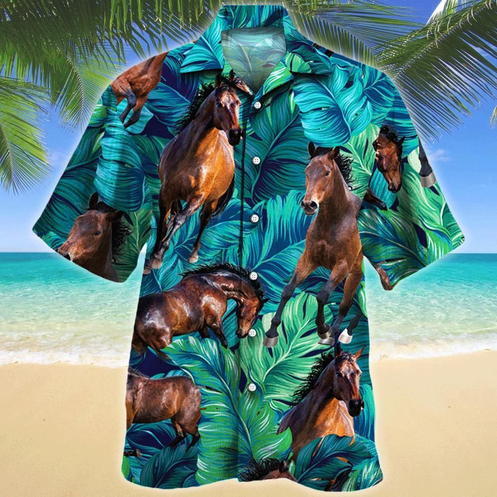 Horse Lovers Aloha Hawaiian Shirt Colorful Short Sleeve Summer Beach Casual Shirt For Men And Women
