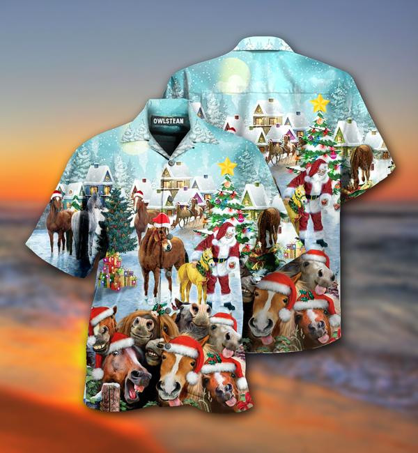 Horse Loves Christmas Very Happy Limited - Hawaiian Shirt - Hawaiian Shirt For Men