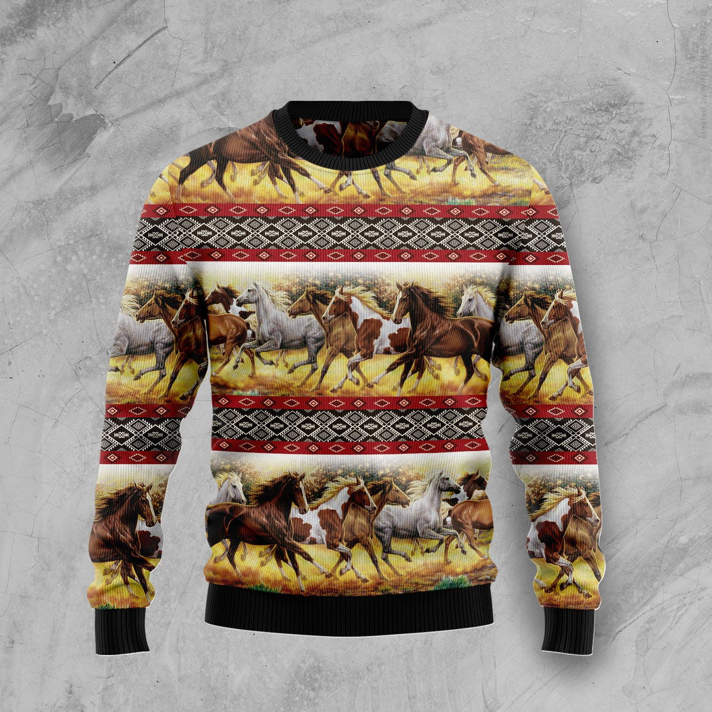 Horse Native American Pattern Ugly Christmas Sweater Ugly Sweater For Men Women