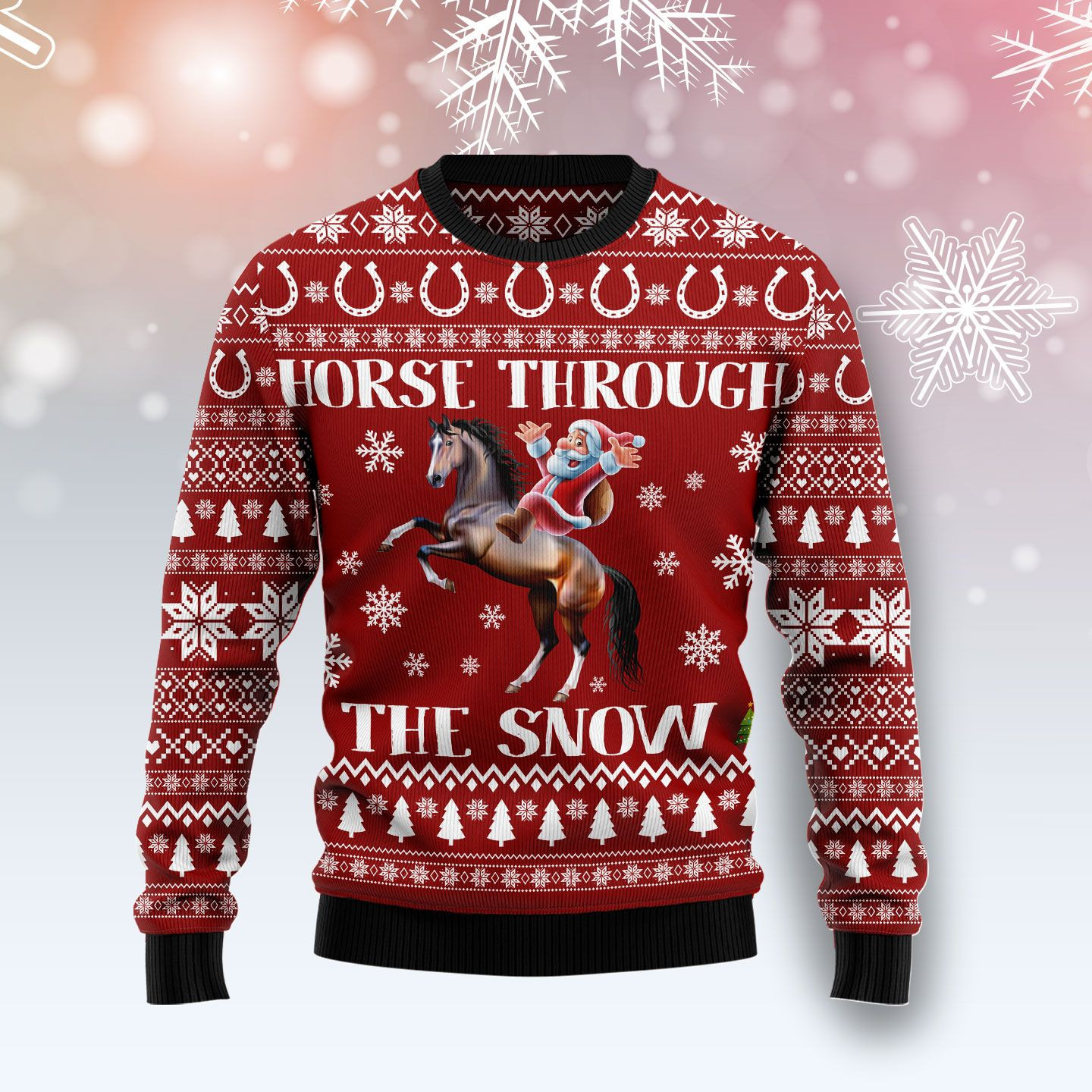 Horse Through The Snow Ugly Christmas Sweater Ugly Sweater For Men Women