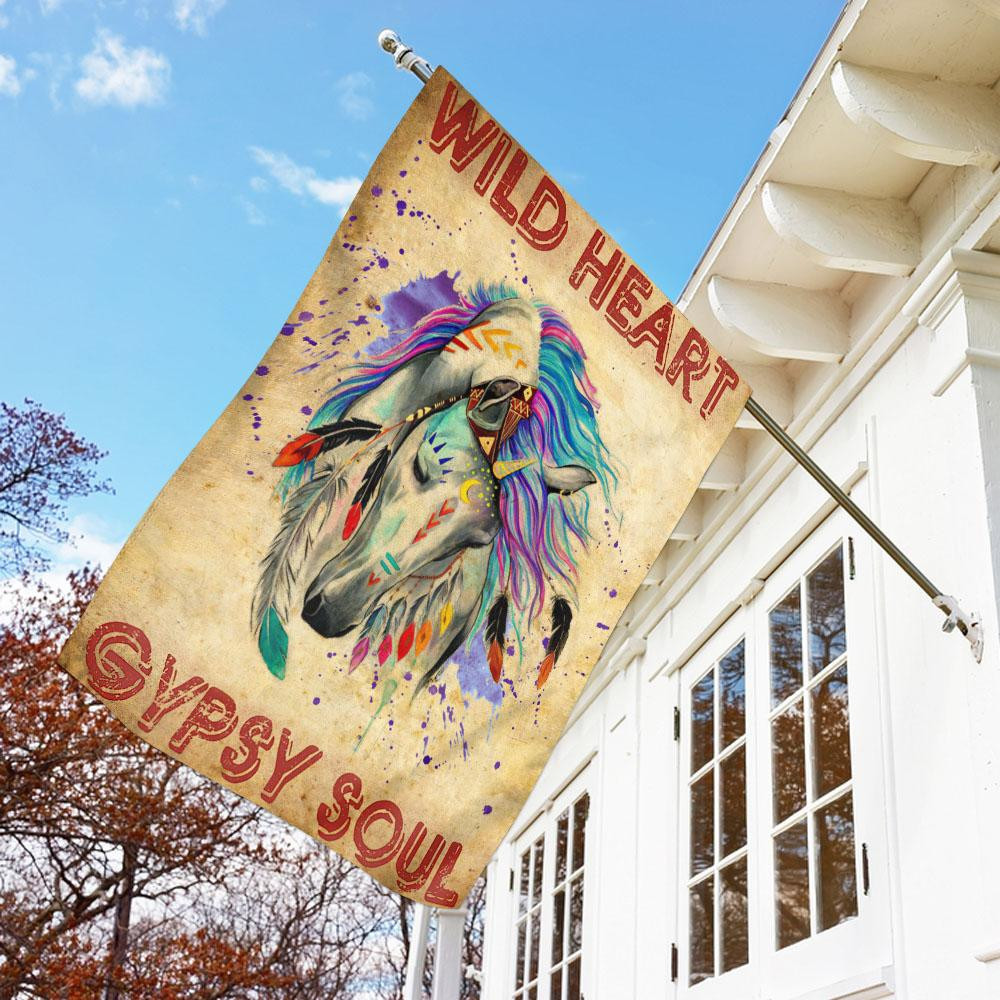 Horse Wild Heart Gypsy Soul Garden Flag House Flag