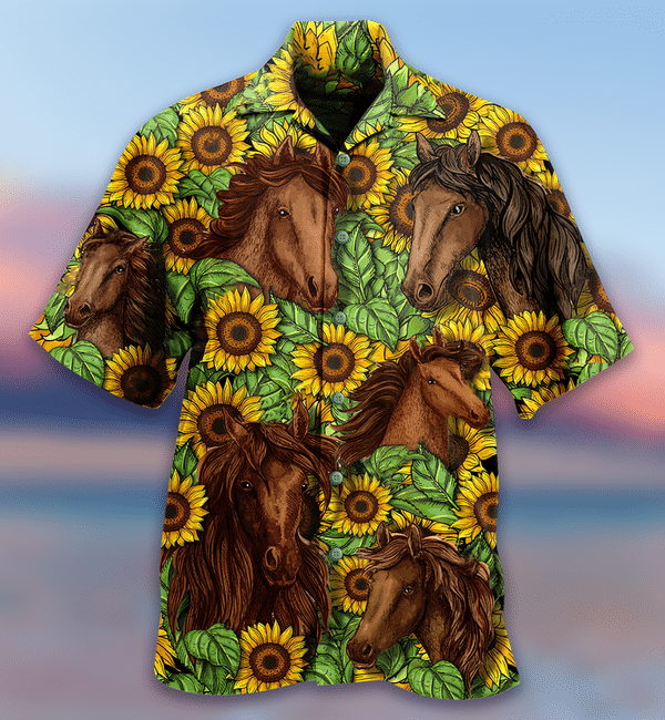 Horses And Sunflowers Limited Edition - Hawaiian Shirt - Hawaiian Shirt For Men, Hawaiian Shirt For Women, Aloha Shirt