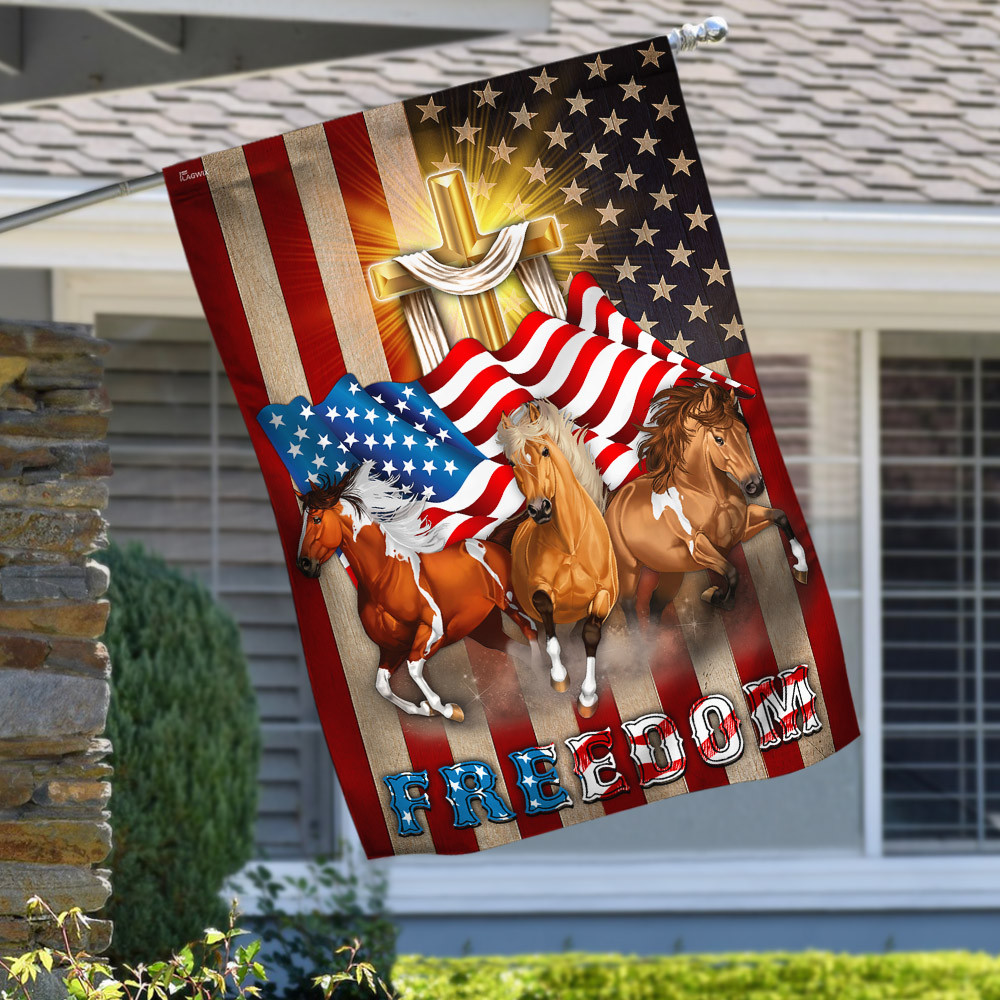 Horses Christian Cross American Flag Jesus Flag Christian's Flag God Flag