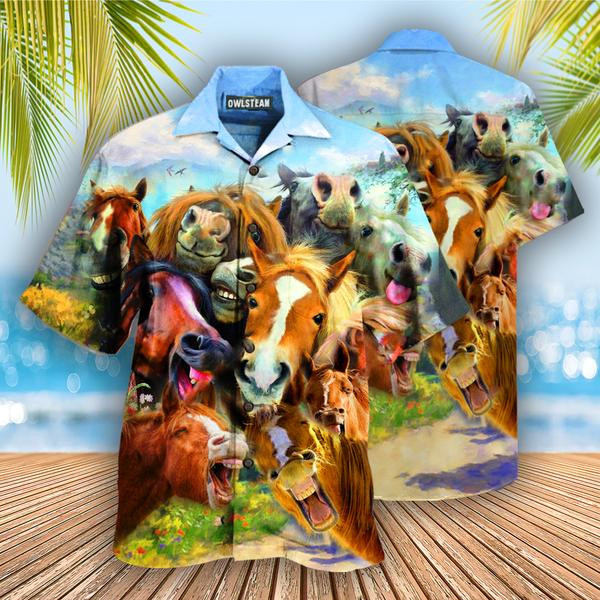 Horses Laughing Edition - Hawaiian Shirt - Hawaiian Shirt For Men, Hawaiian Shirt For Women, Aloha Shirt