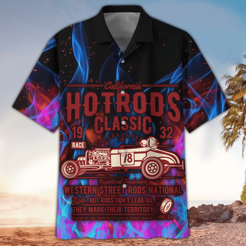 Hot Rod Hawaiian Shirt Hot Rod Button Up Shirt Summer Aloha Shirt