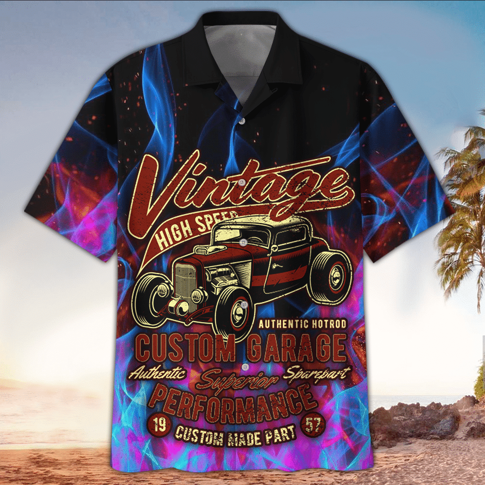 Hot Rod Hawaiian Shirt Hot Rod Button Up Shirt Summer Aloha Shirt