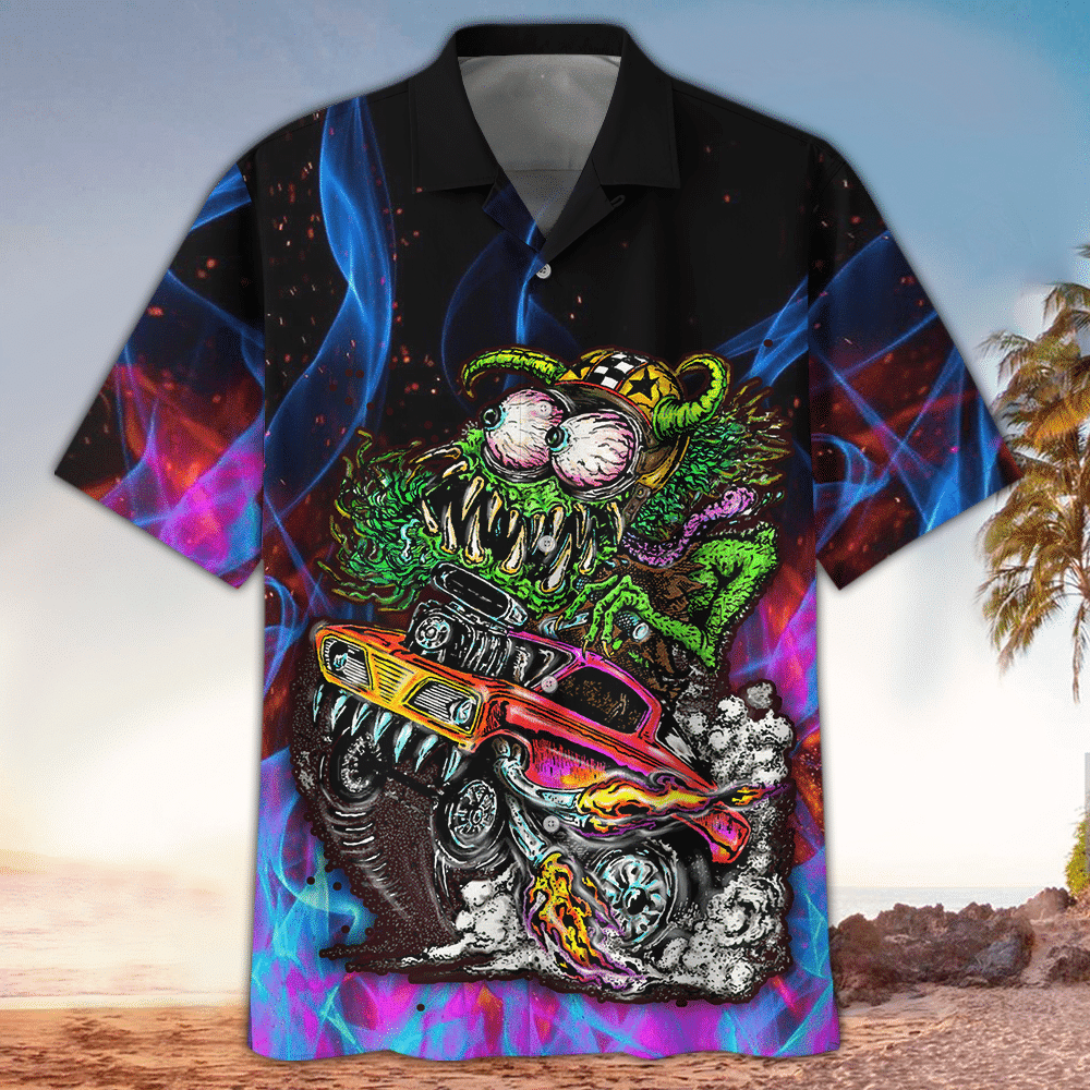 Hot Rod Hawaiian Shirt Hot Rod Button Up Shirt Summer Aloha Shirt