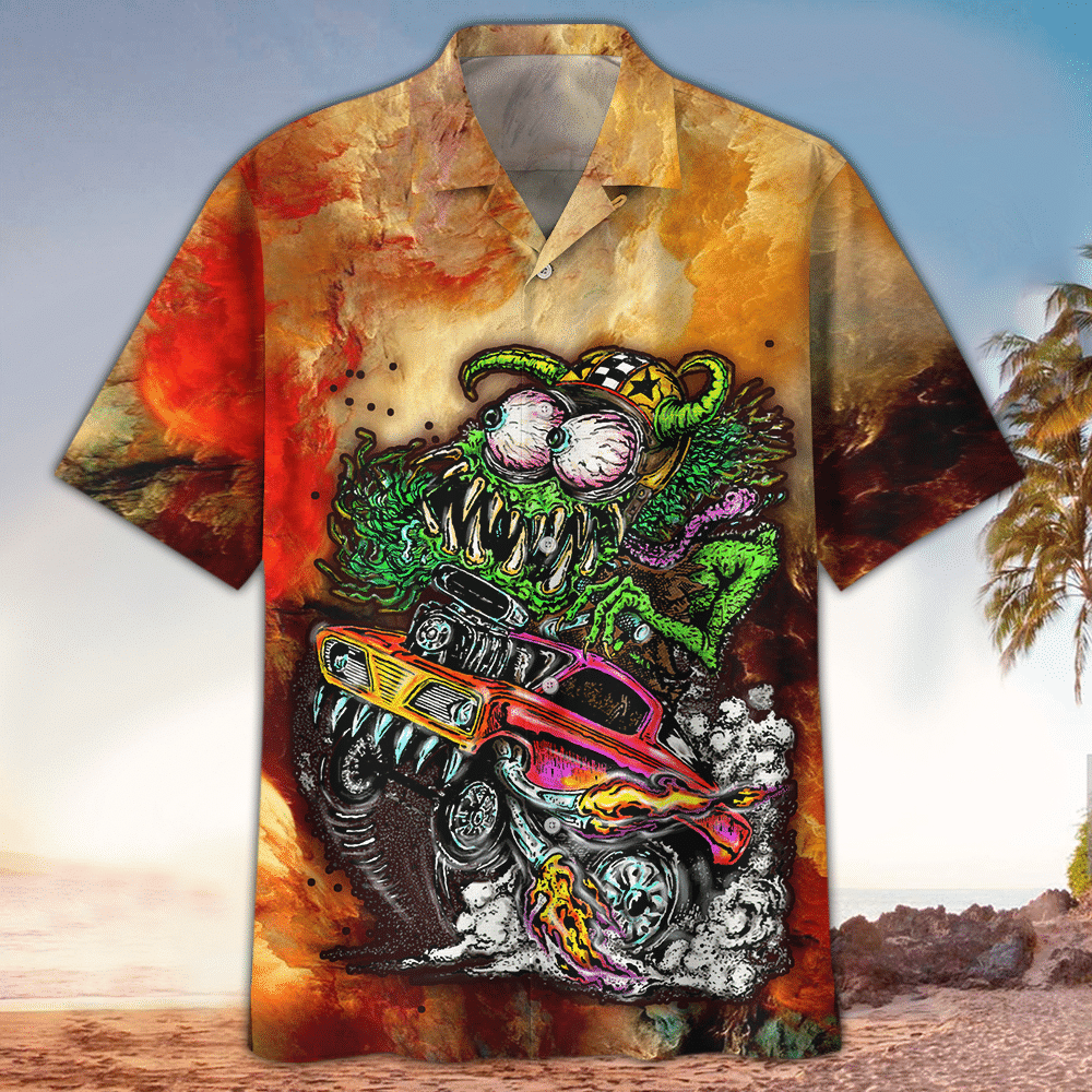 Hot Rod Hawaiian Shirt Hot Rod Button Up Shirt Summer Aloha Shirt