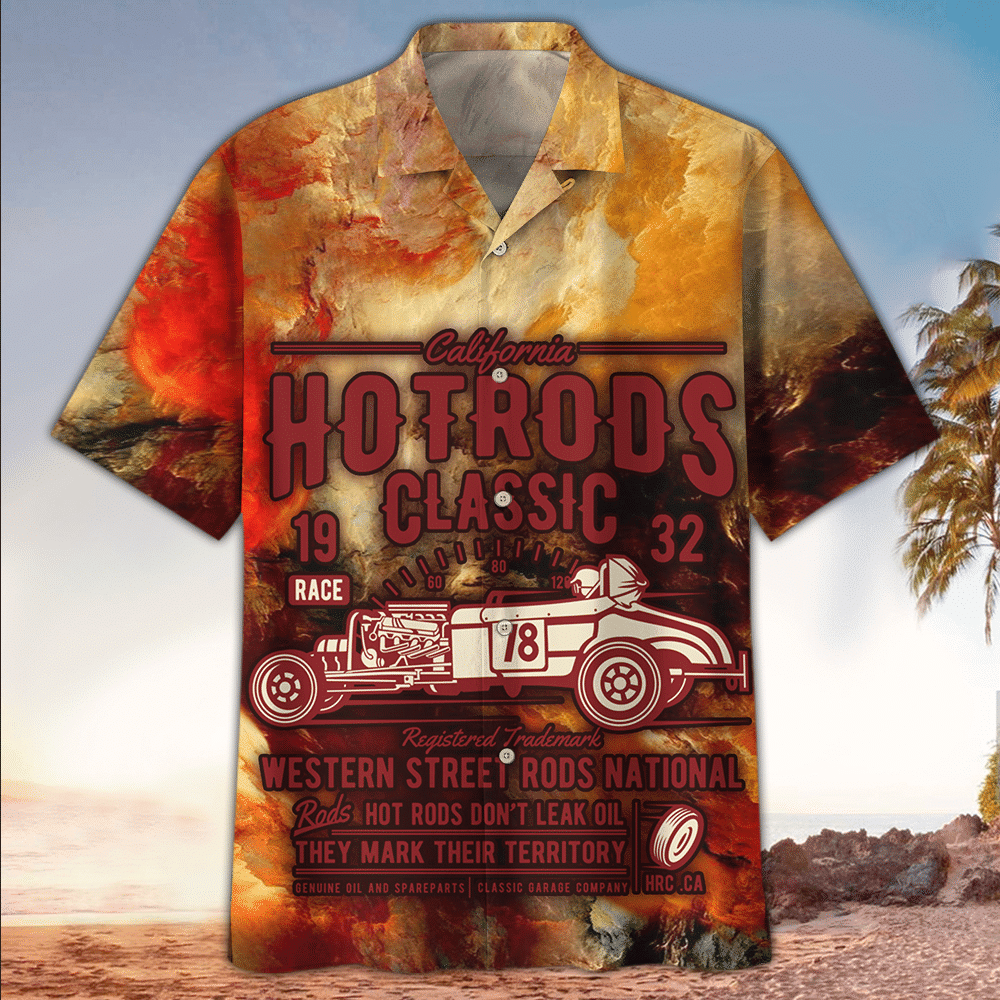 Hot Rod Hawaiian Shirt Hot Rod Button Up Shirt Summer Aloha Shirt