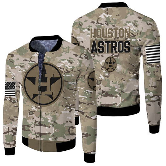 Houston Astros Camouflage Veteran Fleece Bomber Jacket