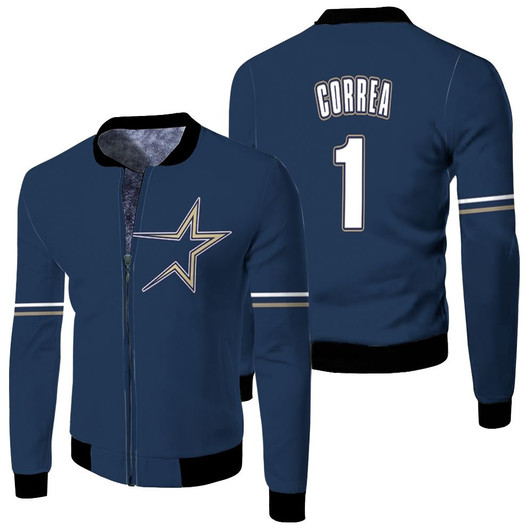 Houston Astros Carlos Correa 1 Mlb Baseball 1997 Navy Jersey Style Gift For Astros Fans Fleece Bomber Jacket