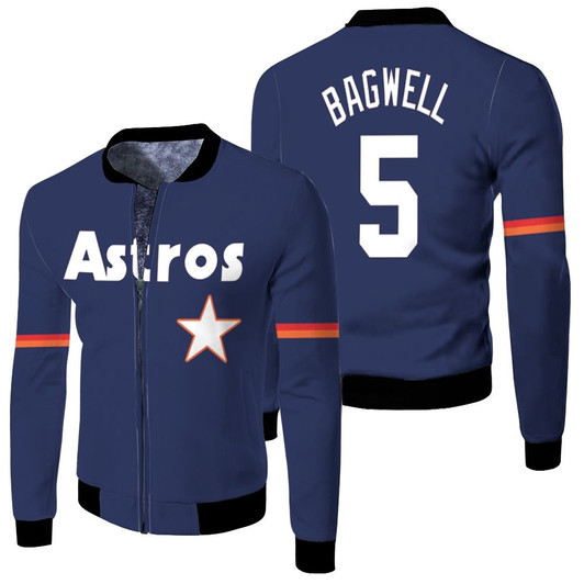 Houston Astros Jeff Bagwell 5 Mlb 1988 Navy 2019 Jersey Style Gift For Astros Fans Fleece Bomber Jacket