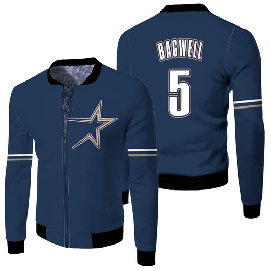 Houston Astros Jeff Bagwell 5 Mlb Baseball 1997 Navy Jersey Style Gift For Astros Fans Fleece Bomber Jacket