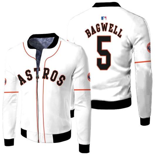 Houston Astros Jeff Bagwell 5 Mlb Player White 2019 Jersey Style Gift For Astros Fans Fleece Bomber Jacket