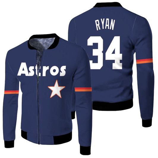 Houston Astros Nolan Ryan 34 Mlb 1988 Navy 2019 Jersey Style Gift For Astros Fans Fleece Bomber Jacket