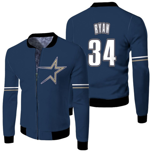 Houston Astros Nolan Ryan 34 Mlb Basebell Team Navy 2019 Jersey Style Gift For Astros Fans Fleece Bomber Jacket