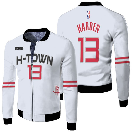 Houston Rockets James Harden 13 Nba 2020 Finished City Edition White Jersey Style Gift For Rockets Fans Fleece Bomber Jacket