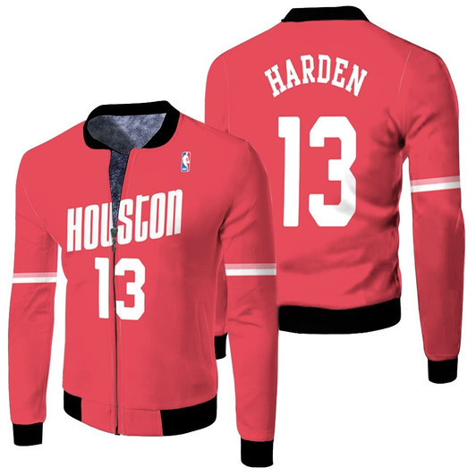 Houston Rockets James Harden 13 Nba Hardwood Classics 2019 Red Jersey Style Gift For Houston Fans Fleece Bomber Jacket