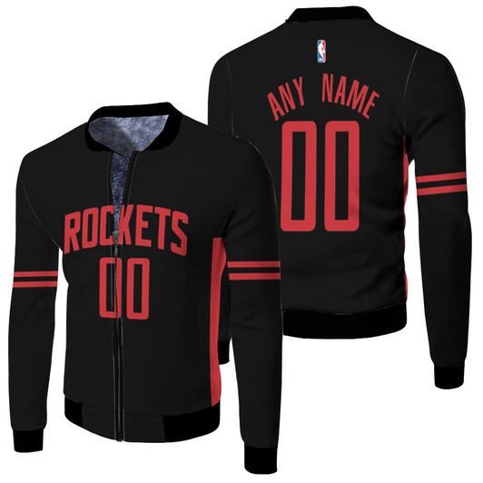 Houston Rockets Nba Basketball Team 2020-21 Earned Edition Black Jersey Style Custom Gift For Rockets Fans Fleece Bomber Jacket