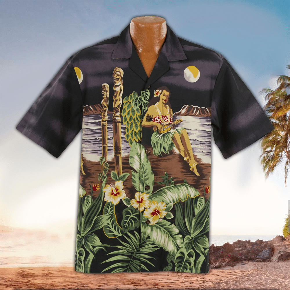 Hula Hawaiian Shirt Hula Button Up Shirt For Men and Women