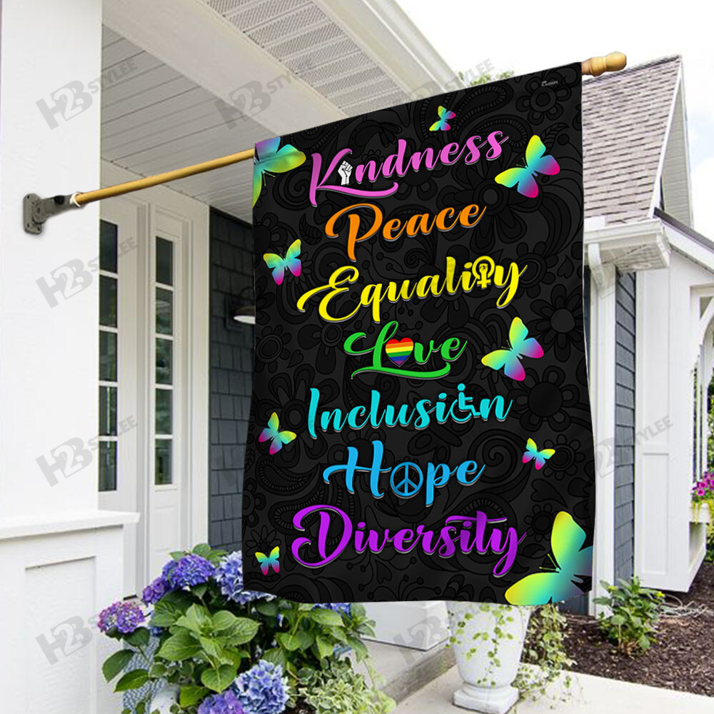 Human Rights Hippie Peace Flag Kindness Peace Equality Love Inclusion Hope Diversity Garden Flag House Flag