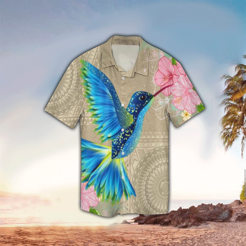Humming Bird Hibiscus Polynesian Hawaiian Shirt for Men and Women
