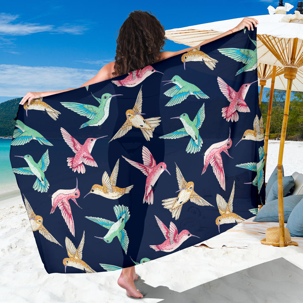 Hummingbird Cute Pattern Print Sarong Cover Up Hummingbird Cute Pareo Wrap Skirt Dress