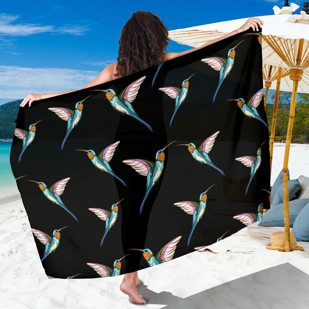 Hummingbird Pattern Print Sarong Cover Up Hummingbird Pareo Wrap Skirt Dress