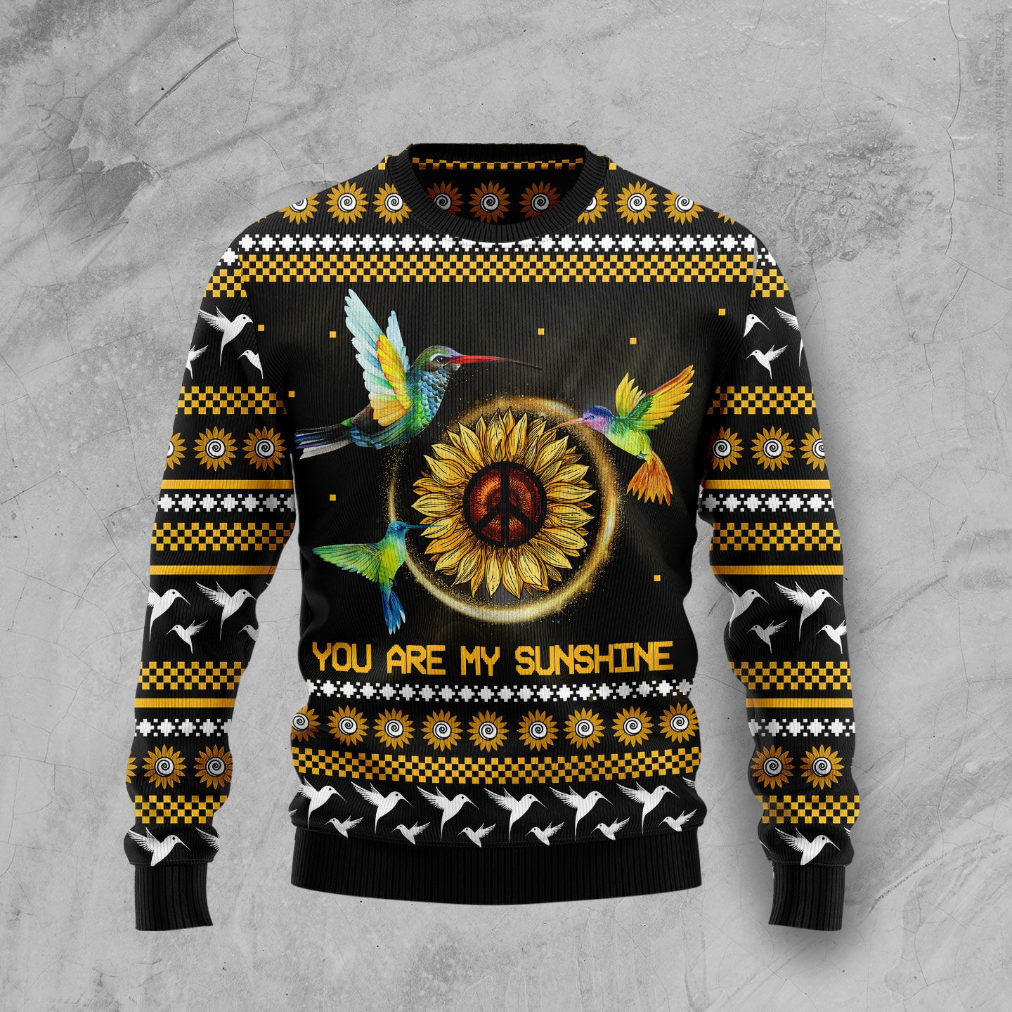 Hummingbird Sunflower Ugly Christmas Sweater Ugly Sweater For Men Women