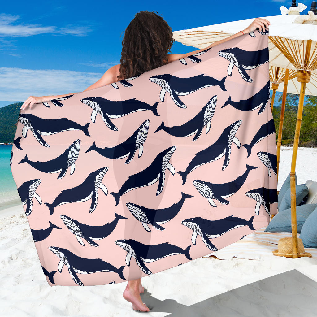 Humpback Whale Pattern Print Sarong Cover Up Humpback Whale Pareo Wrap Skirt Dress