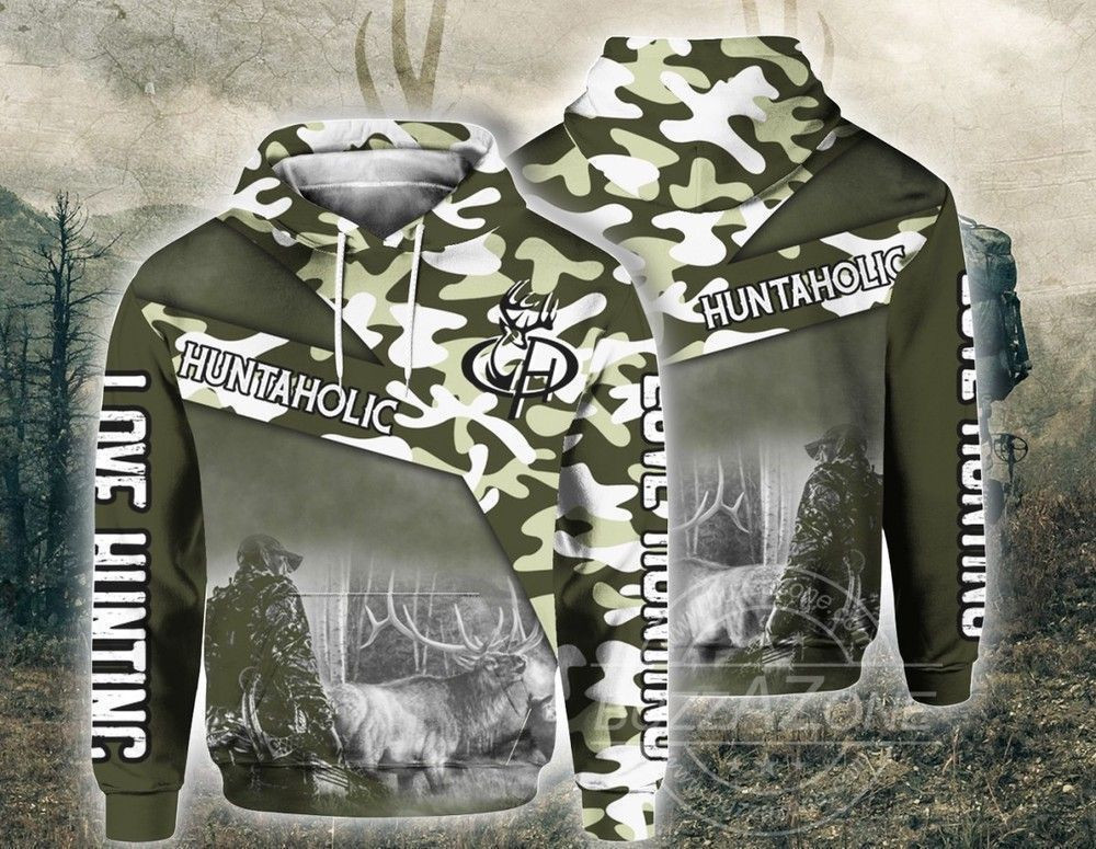 Huntaholic Love Hunting Pullover And Zip Pered Hoodies Custom 3D Graphic Printed 3D Hoodie All Over Print Hoodie For Men For Women