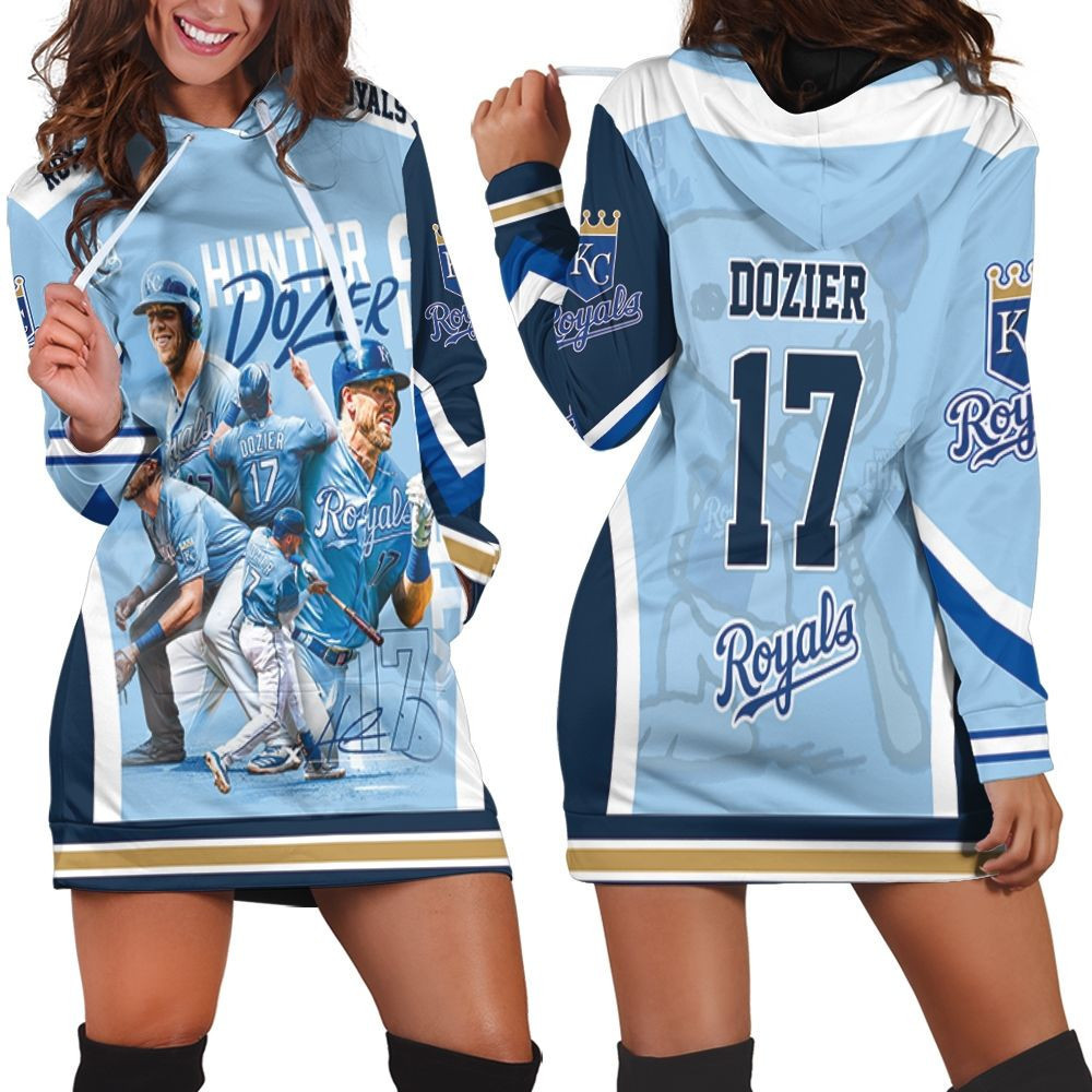 Hunter Dozier 17 Kansas City Chiefs Signed Extended Hoodie Dress Sweater Dress Sweatshirt Dress