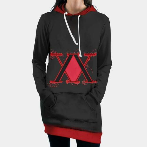 Hunter X Hunter Logo Red Hooded Dress Hunter X Hunter 3d Hoodie Dress Sweater Dress Sweatshirt Dress Hoodie