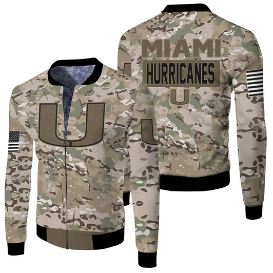 Hurricanes Camo Pattern Fleece Bomber Jacket