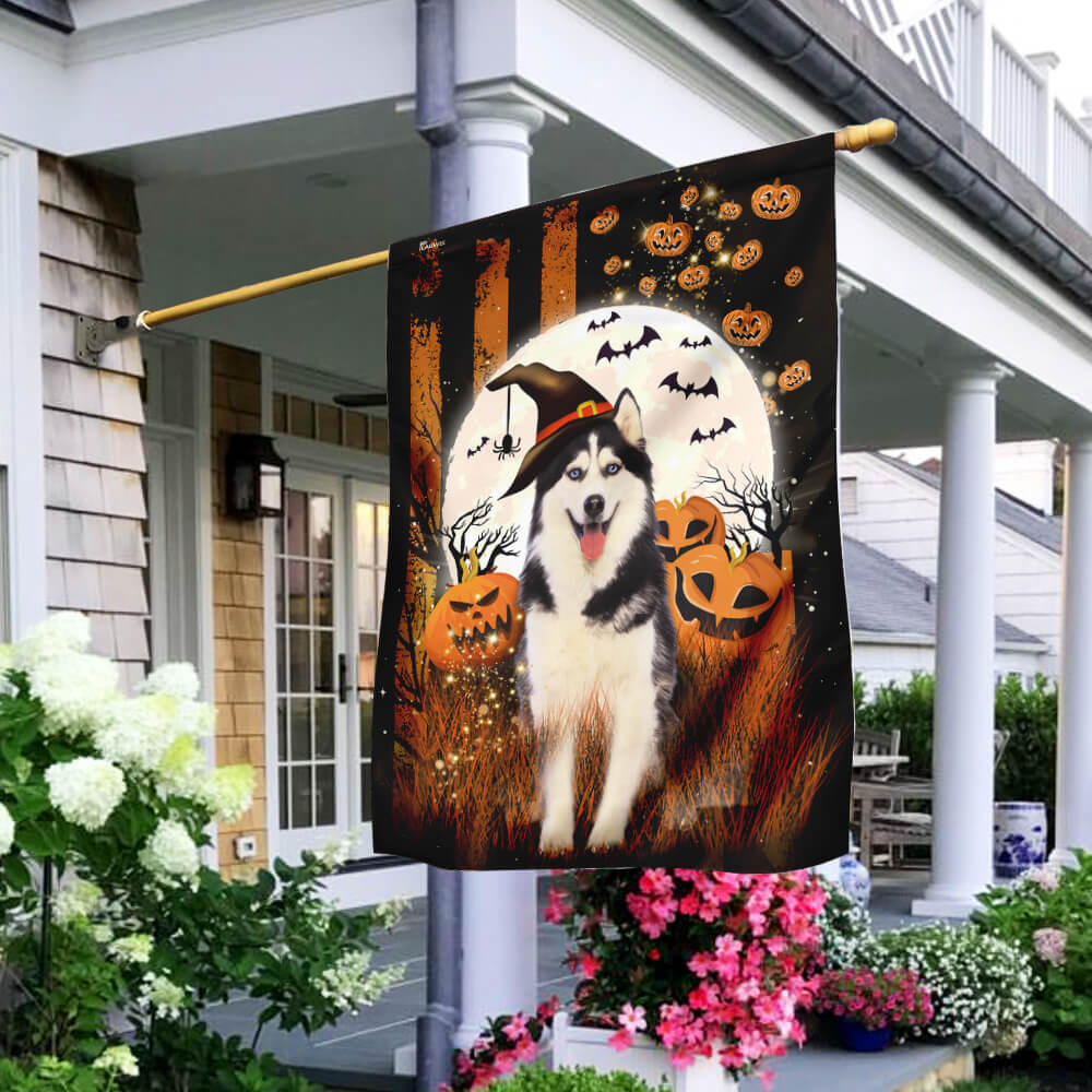 Husky Happy Halloween Flag Halloween Outdoor Decor Fall Yard House Decoration