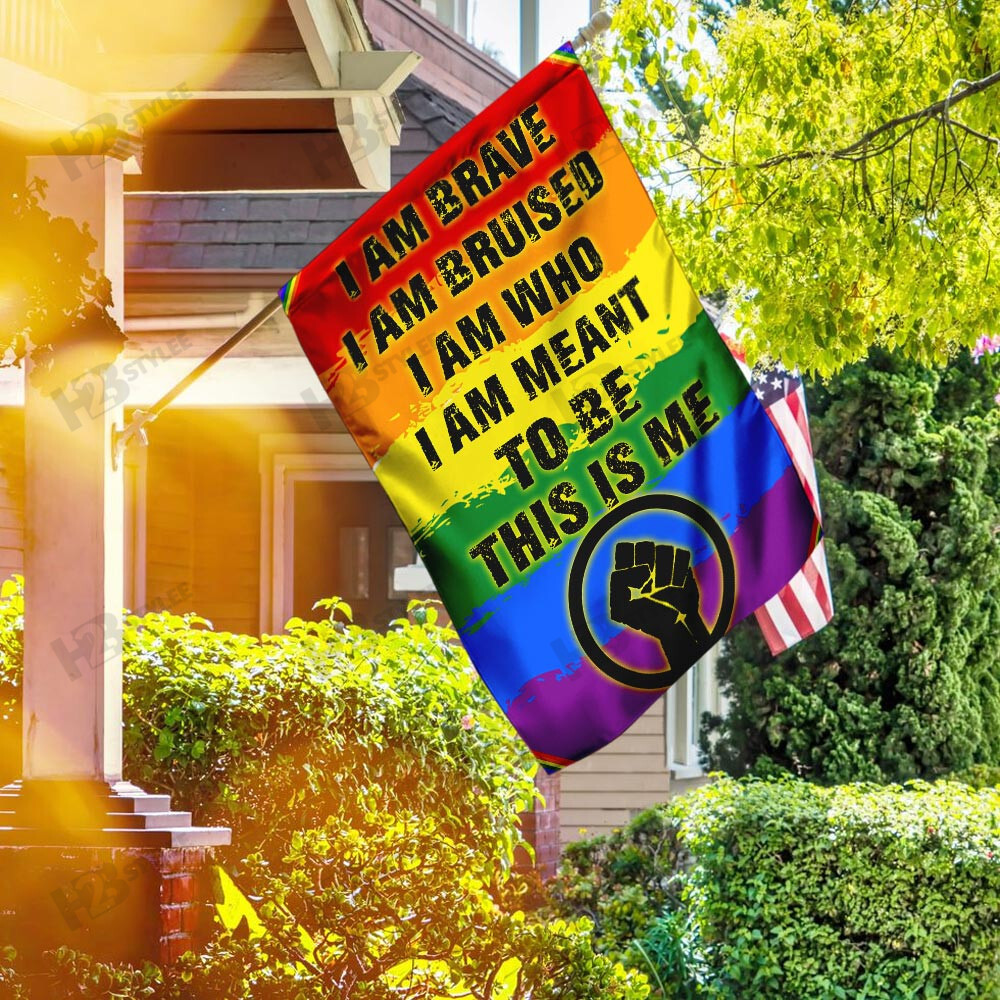 I Am Brave I Am Bruised  LGBT Pride Flag Garden Flag House Flag