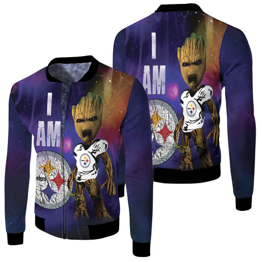 I Am Groot Steelers Pittsburgh Steelers Fleece Bomber Jacket