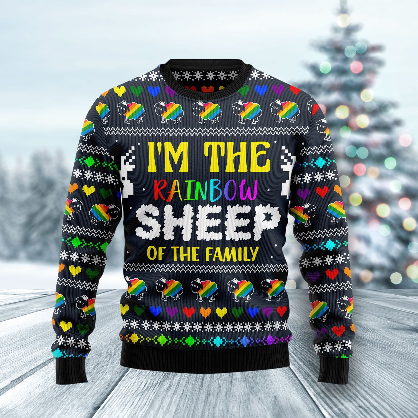 I Am The Rainbow Sheep Of Family Ugly Christmas Sweater Ugly Sweater For Men Women