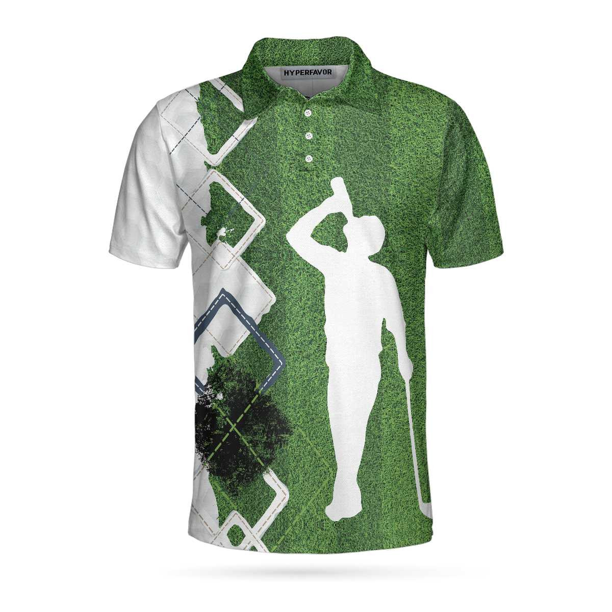 I Got A Cold Beer On Every Hole In One Golf Polo Shirt Green Argyle Golf Shirt For Men Best Drinking Golf Shirt