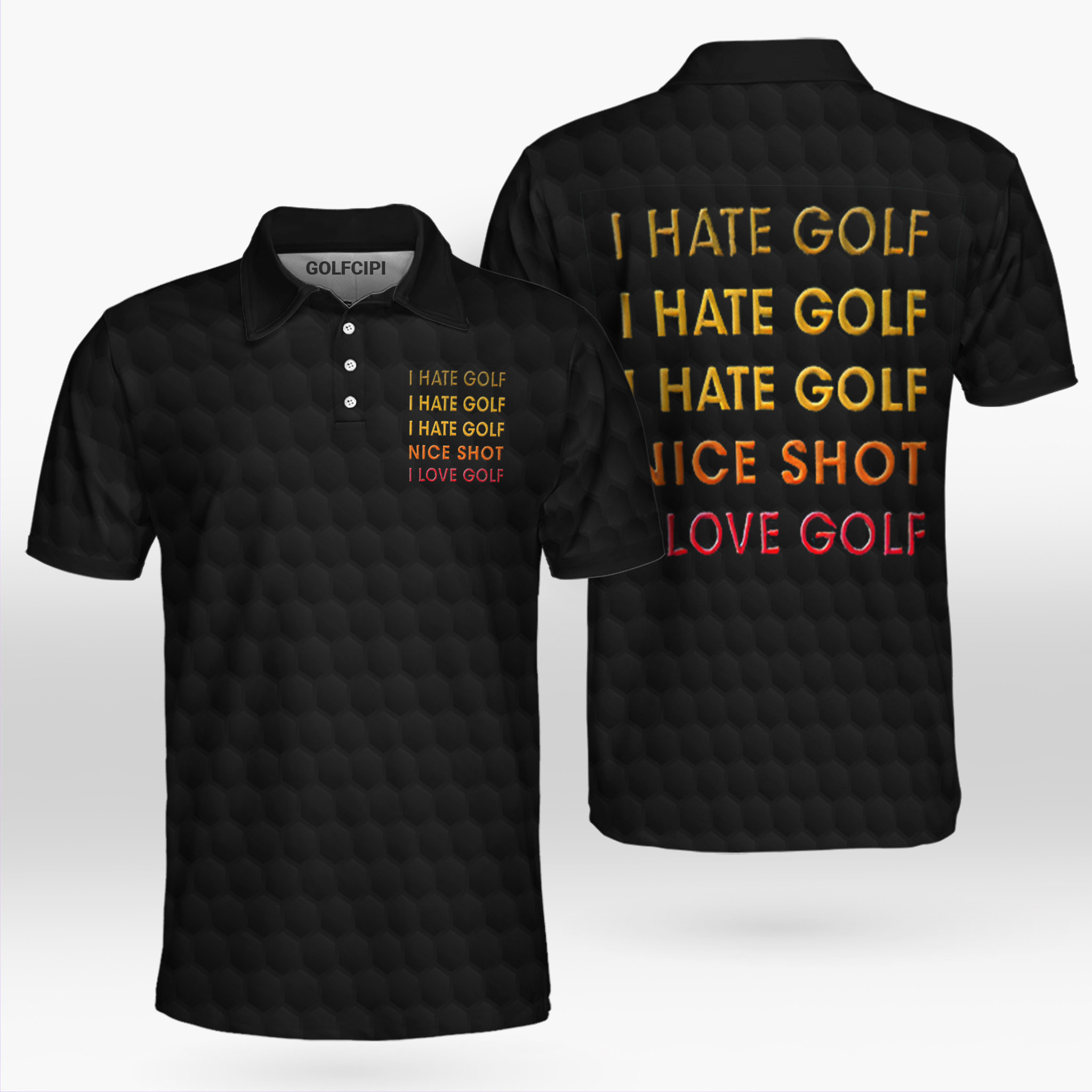 I Hate Golf Nice Shot I Love Golf Black Polo Shirt Best Golf Shirts For Men