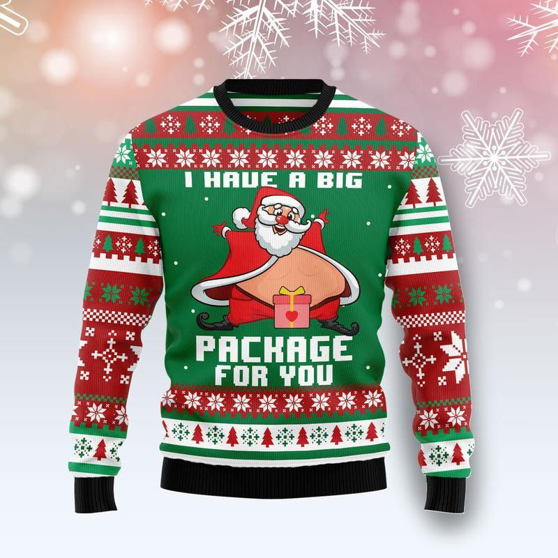 I Have A Big Package For You Ugly Christmas Sweater Ugly Sweater For Men Women