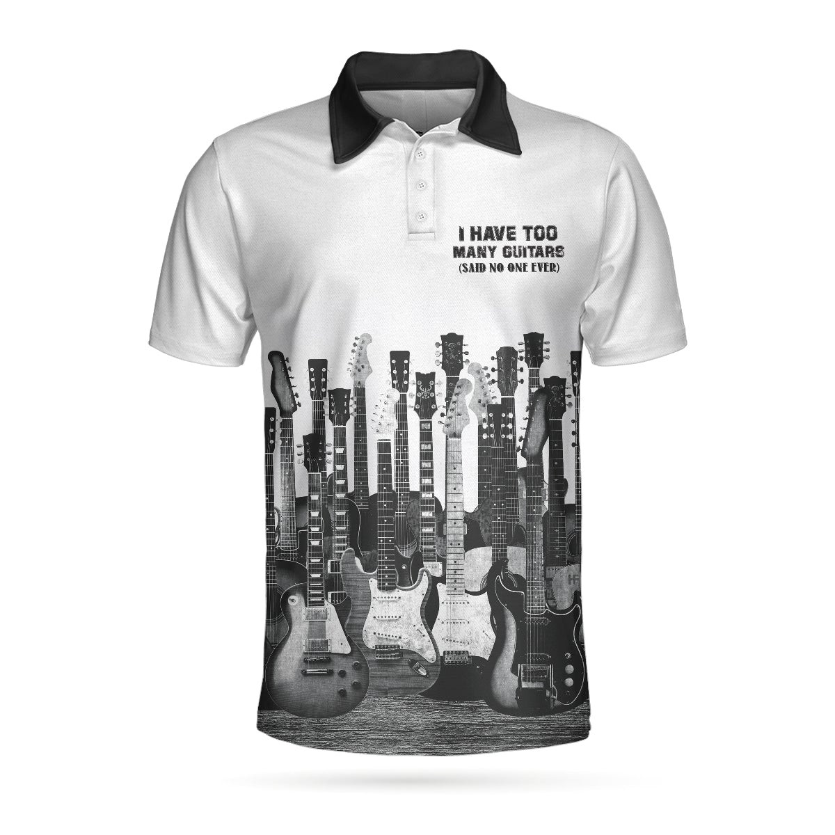 I Have Too Many Guitars White Short Sleeve Polo Shirt Guitarist Polo Shirt Best Music Shirt For Men