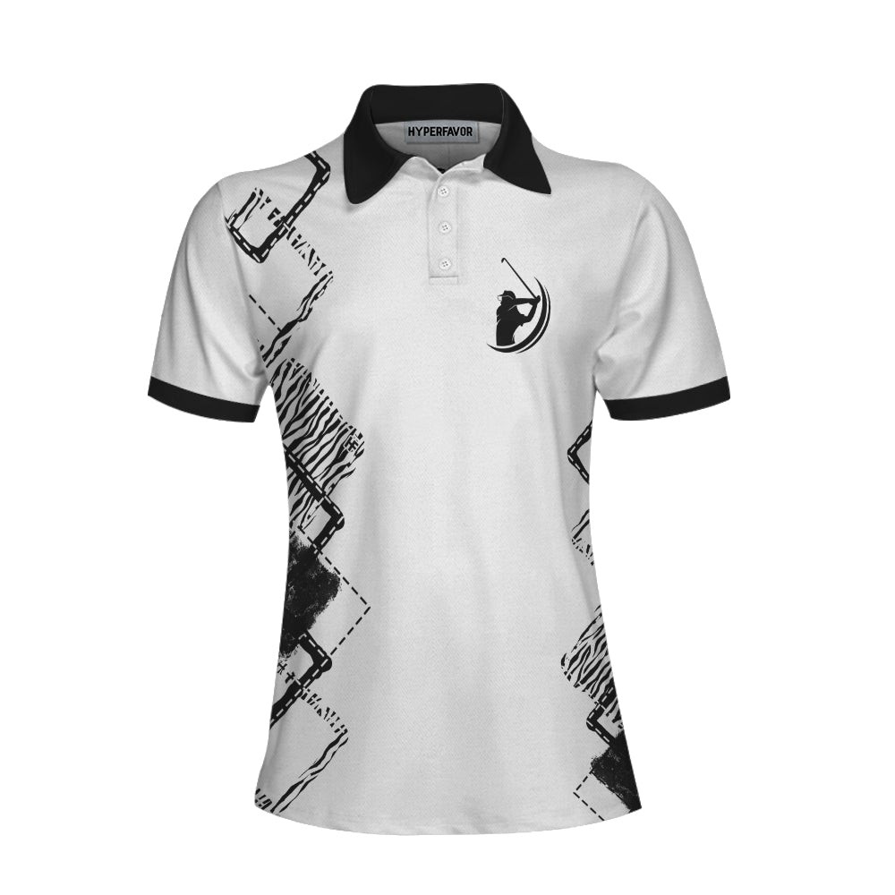 I Hope Your Day Is As Nice As My Putt Golf Short Sleeve Women Polo Shirt Zebra Pattern Golf Shirt For Ladies