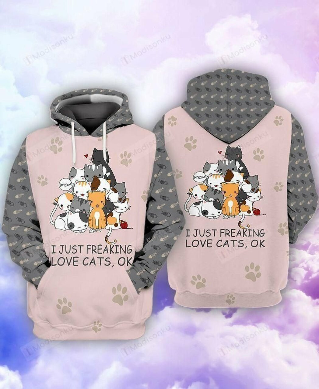 I Just Freaking Love Cats Ok 3d All Over Print Hoodie