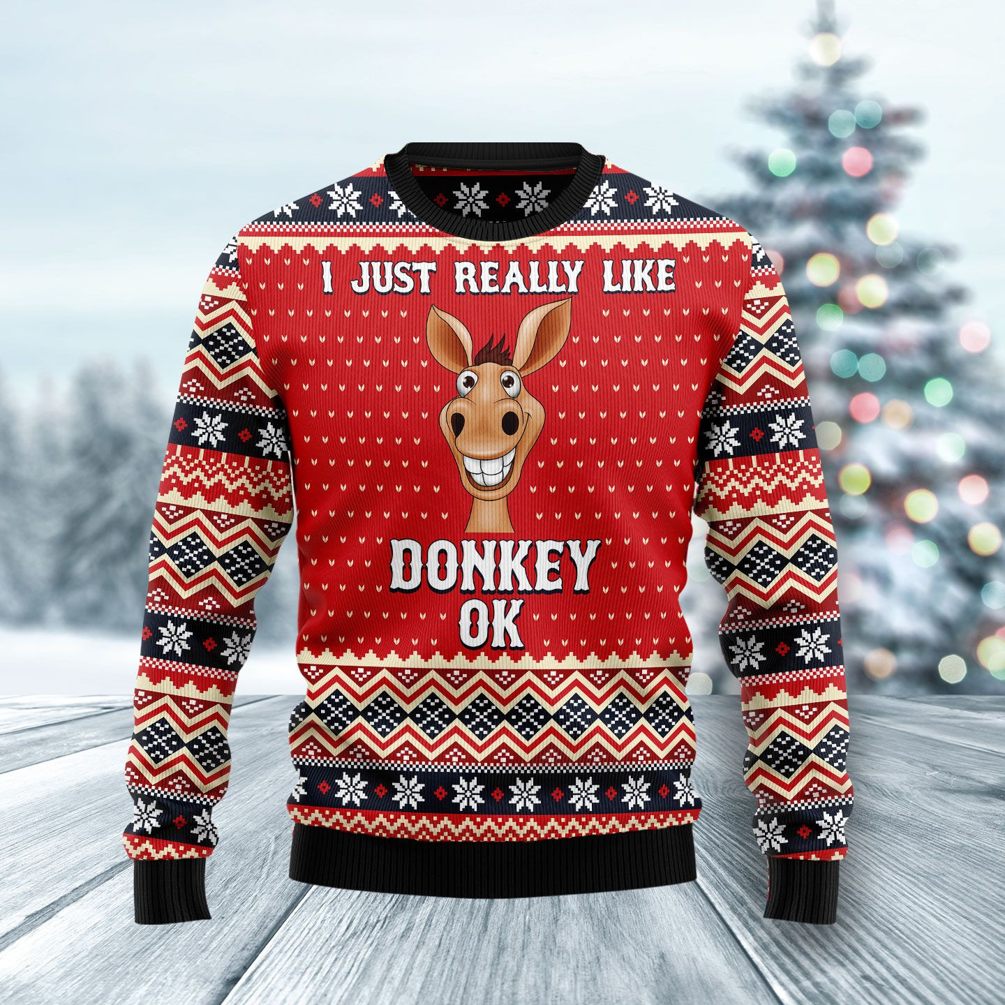 I Just Really Like Donkey Ugly Christmas Sweater Ugly Sweater For Men Women